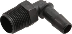 Made in USA - 3/8" Barb, 3/8, Nylon Single Barbed Tube Elbow - Black, Male - Americas Industrial Supply