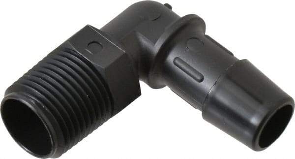 Made in USA - 1/2" Barb, 1/2, Nylon Single Barbed Tube Elbow - Black, Male - Americas Industrial Supply