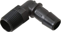 Made in USA - 1/2" Barb, 1/2, Nylon Single Barbed Tube Elbow - Black, Male - Americas Industrial Supply