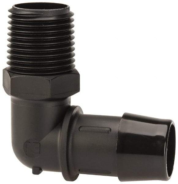 Made in USA - 3/4" Barb, 3/4, Nylon Single Barbed Tube Elbow - Black, Male - Americas Industrial Supply
