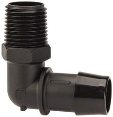 Made in USA - 3/4" Barb, 3/4, Nylon Single Barbed Tube Elbow - Black, Male - Americas Industrial Supply