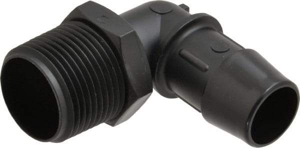 Made in USA - 3/4" Barb, 3/4, Nylon Single Barbed Tube Elbow - Black, Male - Americas Industrial Supply
