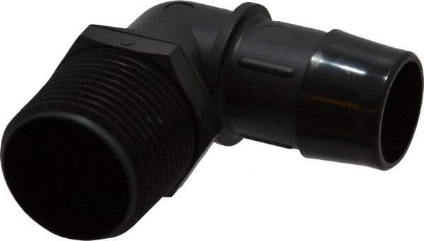 Made in USA - 1" Barb, 1, Nylon Single Barbed Tube Elbow - Black, Male - Americas Industrial Supply