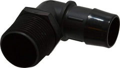 Made in USA - 1" Barb, 1, Nylon Single Barbed Tube Elbow - Black, Male - Americas Industrial Supply