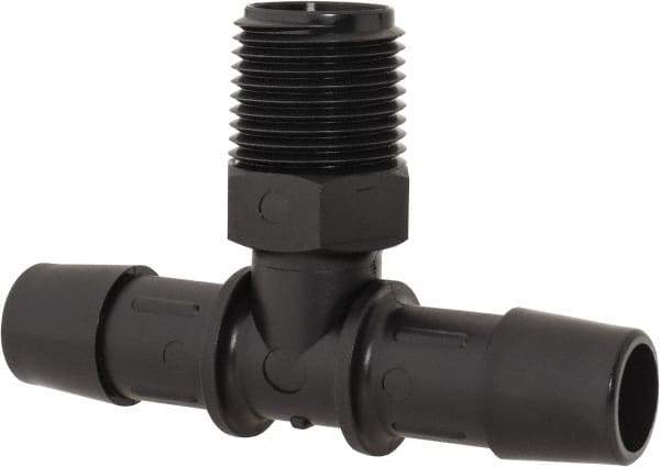 Made in USA - 1/2" Barb, 1/2, Nylon Single Barbed Tube Branch Tee - Black, Male - Americas Industrial Supply