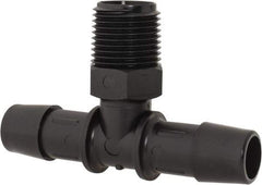 Made in USA - 1/2" Barb, 1/2, Nylon Single Barbed Tube Branch Tee - Black, Male - Americas Industrial Supply