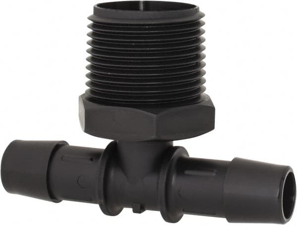 Made in USA - 1/2" Barb, 1/2, Nylon Single Barbed Tube Branch Tee - Black, Male - Americas Industrial Supply