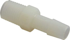 Made in USA - 3/8" Barb, 3/8, Nylon Single Barbed Tube Adapter - Natural, Male - Americas Industrial Supply