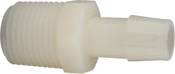 Made in USA - 1/2" Barb, 1/2, Nylon Single Barbed Tube Adapter - Natural, Male - Americas Industrial Supply
