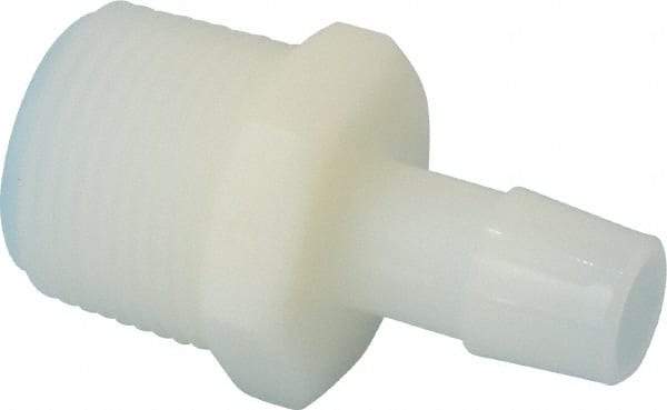Made in USA - 1/2" Barb, 1/2, Nylon Single Barbed Tube Adapter - Natural, Male - Americas Industrial Supply