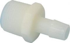 Made in USA - 1/2" Barb, 1/2, Nylon Single Barbed Tube Adapter - Natural, Male - Americas Industrial Supply