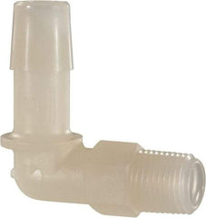 Made in USA - 3/8" Barb, 3/8, Nylon Single Barbed Tube Elbow - Natural, Male - Americas Industrial Supply