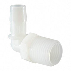 Made in USA - 1/2" Barb, 1/2, Nylon Single Barbed Tube Elbow - Natural, Male - Americas Industrial Supply