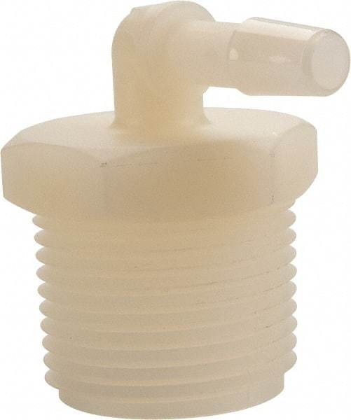 Made in USA - 1/4" Barb, 1/4, Nylon Single Barbed Tube Elbow - Natural, Male - Americas Industrial Supply