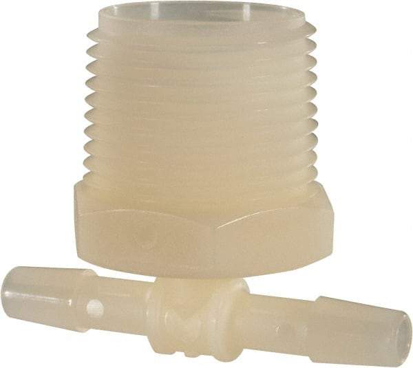 Made in USA - 1/4" Barb, 1/4, Nylon Single Barbed Tube Branch Tee - Natural, Male - Americas Industrial Supply