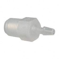 Made in USA - 1/8" Barb, 1/8, Polypropylene Single Barbed Tube Adapter - Natural, Male - Americas Industrial Supply