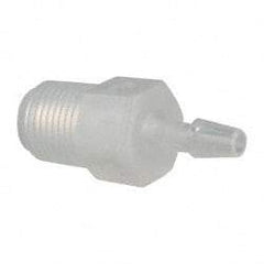 Made in USA - 1/8" Barb, 1/8, Polypropylene Single Barbed Tube Adapter - Natural, Male - Americas Industrial Supply