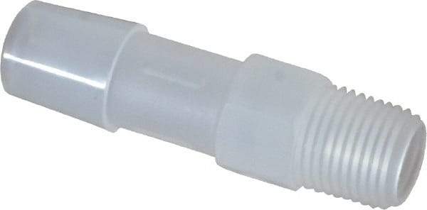 Made in USA - 3/8" Barb, 3/8, Polypropylene Single Barbed Tube Adapter - Natural, Male - Americas Industrial Supply