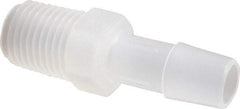 Made in USA - 3/8" Barb, 3/8, Polypropylene Single Barbed Tube Adapter - Natural, Male - Americas Industrial Supply