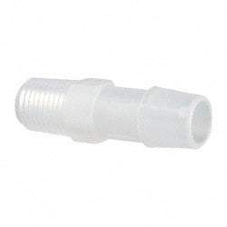 Made in USA - 1/2" Barb, 1/2, Polypropylene Single Barbed Tube Adapter - Natural, Male - Americas Industrial Supply