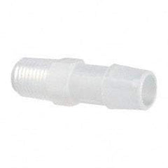 Made in USA - 1/2" Barb, 1/2, Polypropylene Single Barbed Tube Adapter - Natural, Male - Americas Industrial Supply