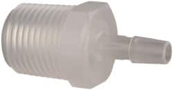 Made in USA - 1/4" Barb, 1/4, Polypropylene Single Barbed Tube Adapter - Natural, Male - Americas Industrial Supply