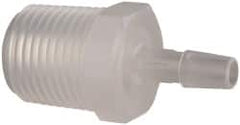Made in USA - 1/4" Barb, 1/4, Polypropylene Single Barbed Tube Adapter - Natural, Male - Americas Industrial Supply