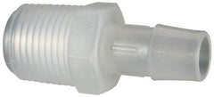 Made in USA - 1/2" Barb, 1/2, Polypropylene Single Barbed Tube Adapter - Natural, Male - Americas Industrial Supply