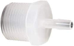 Made in USA - 1/4" Barb, 1/4, Polypropylene Single Barbed Tube Adapter - Natural, Male - Americas Industrial Supply