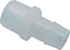 Made in USA - 3/4" Barb, 3/4, Polypropylene Single Barbed Tube Adapter - Natural, Male - Americas Industrial Supply
