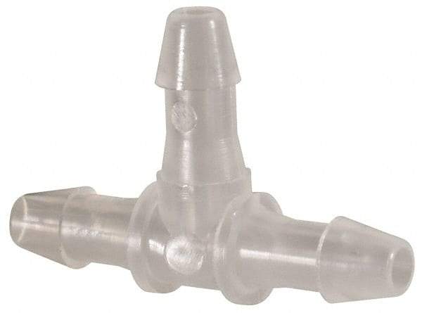 Made in USA - 3/32" Barb, Polypropylene Single Barbed Tube Tee - Natural - Americas Industrial Supply