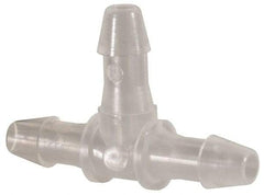 Made in USA - 3/32" Barb, Polypropylene Single Barbed Tube Tee - Natural - Americas Industrial Supply