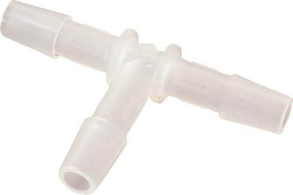 Made in USA - 1/4" Barb, Polypropylene Single Barbed Tube Tee - Natural - Americas Industrial Supply