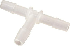 Made in USA - 1/4" Barb, Polypropylene Single Barbed Tube Tee - Natural - Americas Industrial Supply