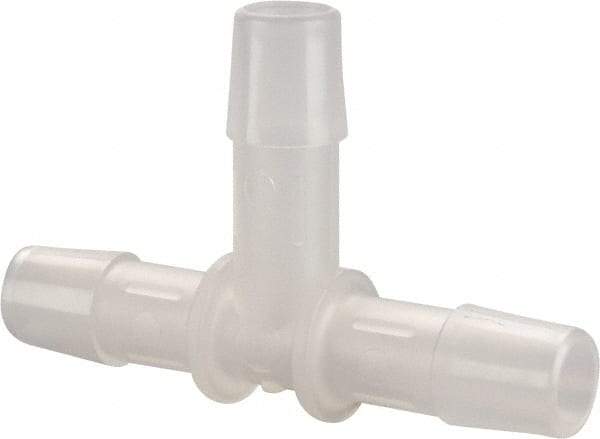 Made in USA - 3/8" Barb, Polypropylene Single Barbed Tube Tee - Natural - Americas Industrial Supply