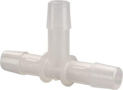 Made in USA - 3/8" Barb, Polypropylene Single Barbed Tube Tee - Natural - Americas Industrial Supply