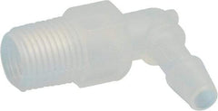 Made in USA - 3/16" Barb, 3/16, Polypropylene Single Barbed Tube Elbow - Natural, Male - Americas Industrial Supply