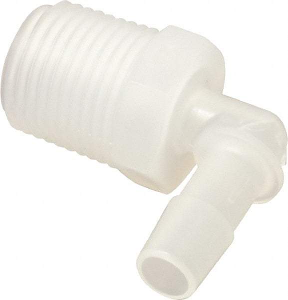 Made in USA - 3/8" Barb, 3/8, Polypropylene Single Barbed Tube Elbow - Natural, Male - Americas Industrial Supply