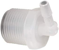 Made in USA - 1/4" Barb, 1/4, Polypropylene Single Barbed Tube Elbow - Natural, Male - Americas Industrial Supply