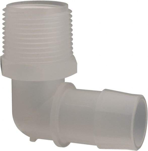 Made in USA - 1" Barb, 1, Polypropylene Single Barbed Tube Elbow - Natural, Male - Americas Industrial Supply