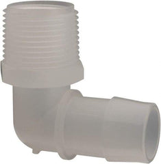 Made in USA - 1" Barb, 1, Polypropylene Single Barbed Tube Elbow - Natural, Male - Americas Industrial Supply