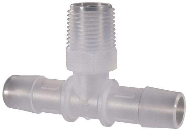 Made in USA - 1/2" Barb, 1/2, Polypropylene Single Barbed Tube Branch Tee - Natural, Male - Americas Industrial Supply