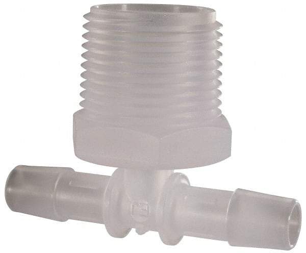 Made in USA - 3/8" Barb, 3/8, Polypropylene Single Barbed Tube Branch Tee - Natural, Male - Americas Industrial Supply