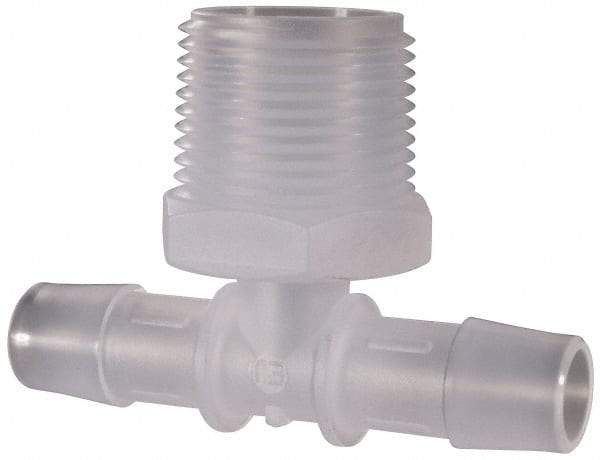 Made in USA - 1/2" Barb, 1/2, Polypropylene Single Barbed Tube Branch Tee - Natural, Male - Americas Industrial Supply