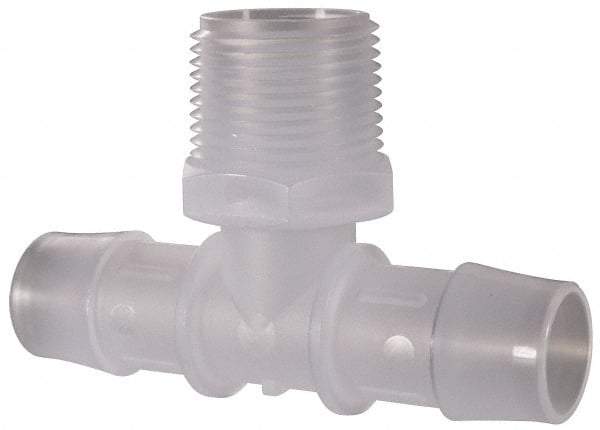 Made in USA - 3/4" Barb, 3/4, Polypropylene Single Barbed Tube Branch Tee - Natural, Male - Americas Industrial Supply