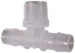 Made in USA - 3/4" Barb, 3/4, Polypropylene Single Barbed Tube Branch Tee - Natural, Male - Americas Industrial Supply