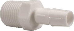 Made in USA - 3/8" Barb, 3/8, Polypropylene Single Barbed Tube Adapter - White, Male - Americas Industrial Supply