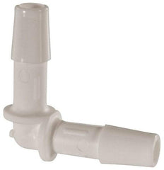 Made in USA - 1/4" Barb, Polypropylene Single Barbed Tube Elbow - White - Americas Industrial Supply