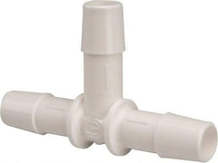 Made in USA - 3/8" Barb, Polypropylene Single Barbed Tube Tee - White - Americas Industrial Supply