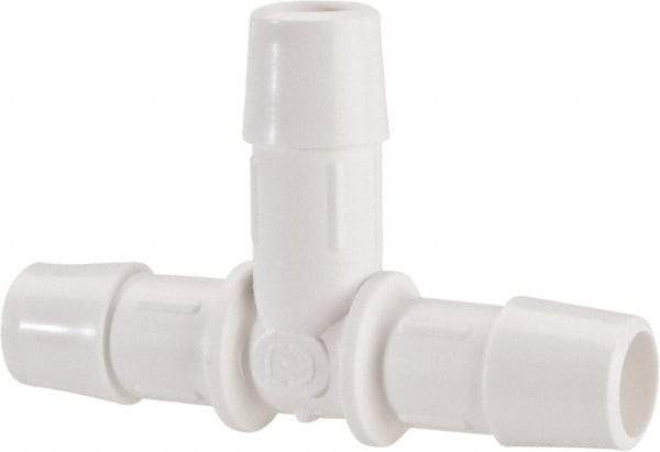 Made in USA - 1/2" Barb, Polypropylene Single Barbed Tube Tee - White - Americas Industrial Supply